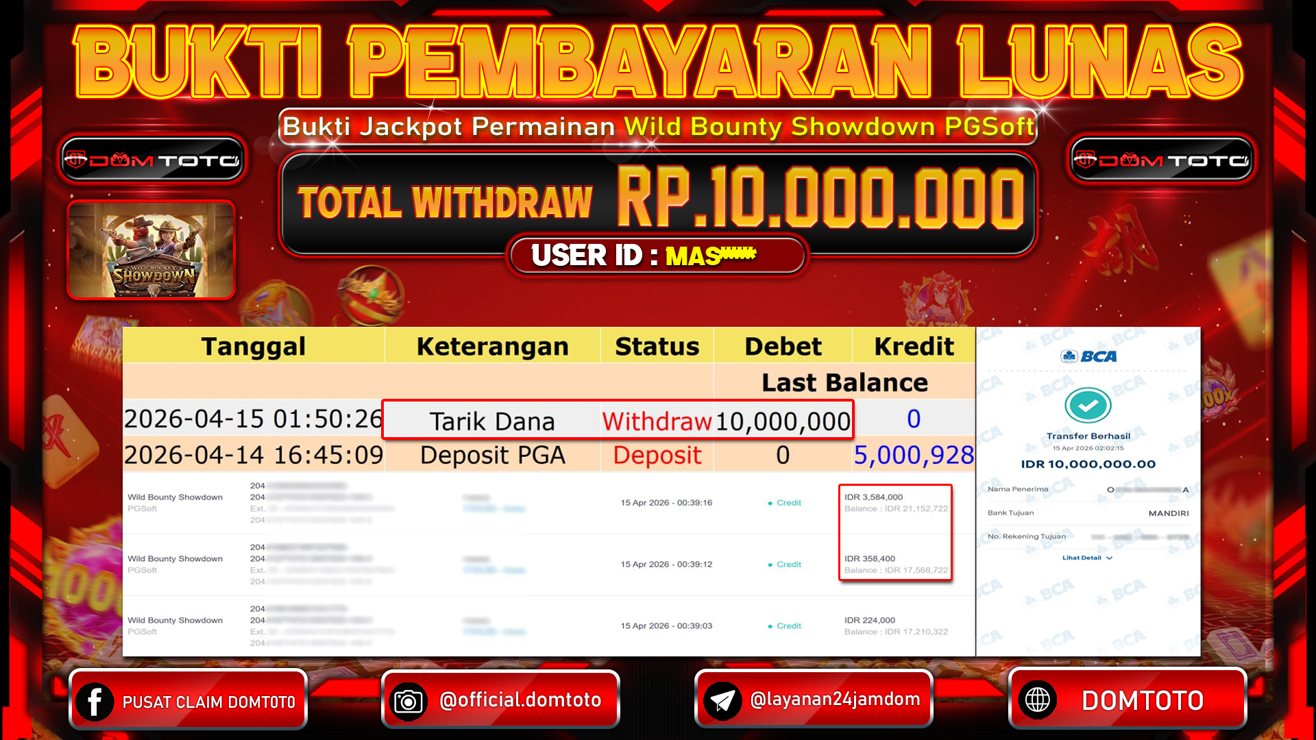 JACKPOT SLOT Wild Bounty Showdown PGSoft 15 APRIL 2026
